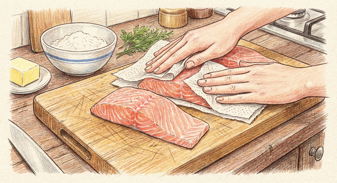 鮭の水気を取る