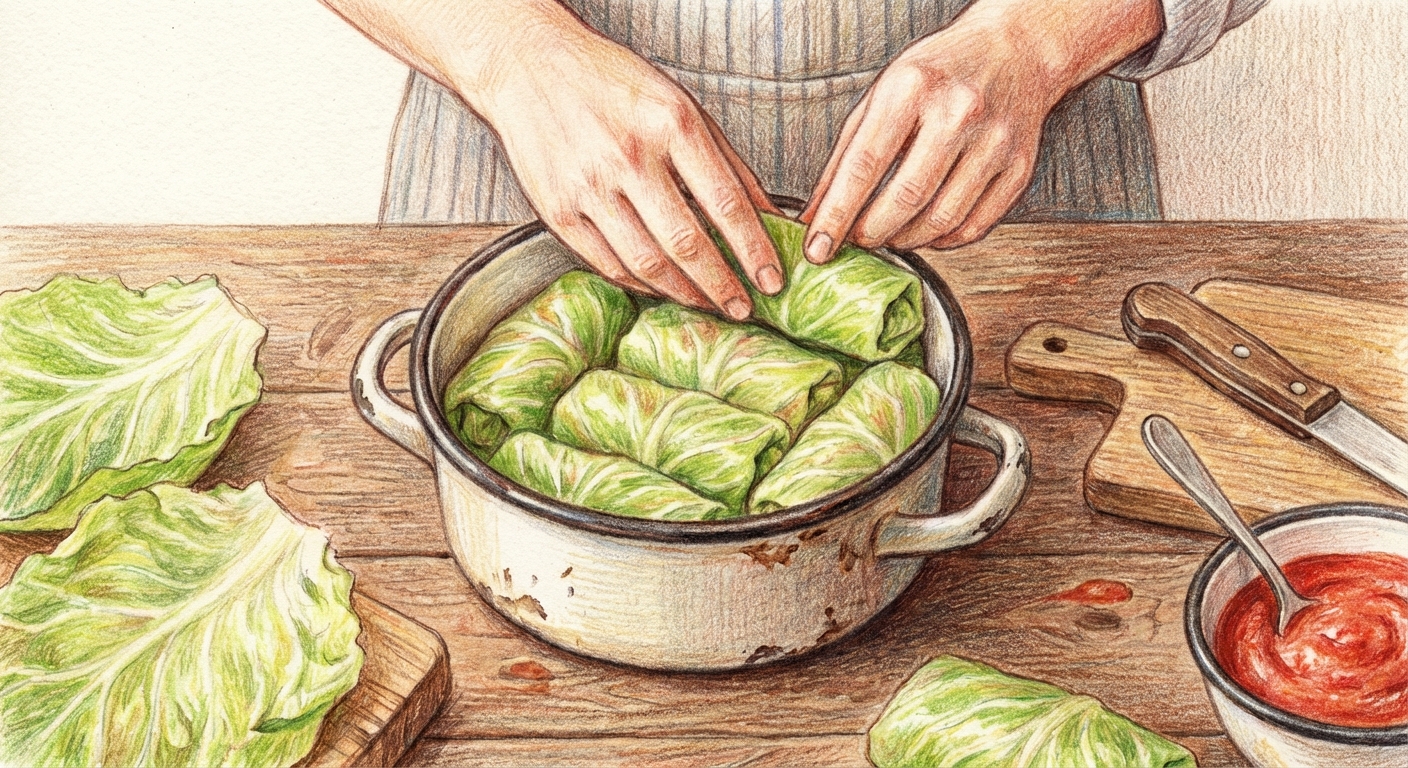 鍋に詰めて煮込む