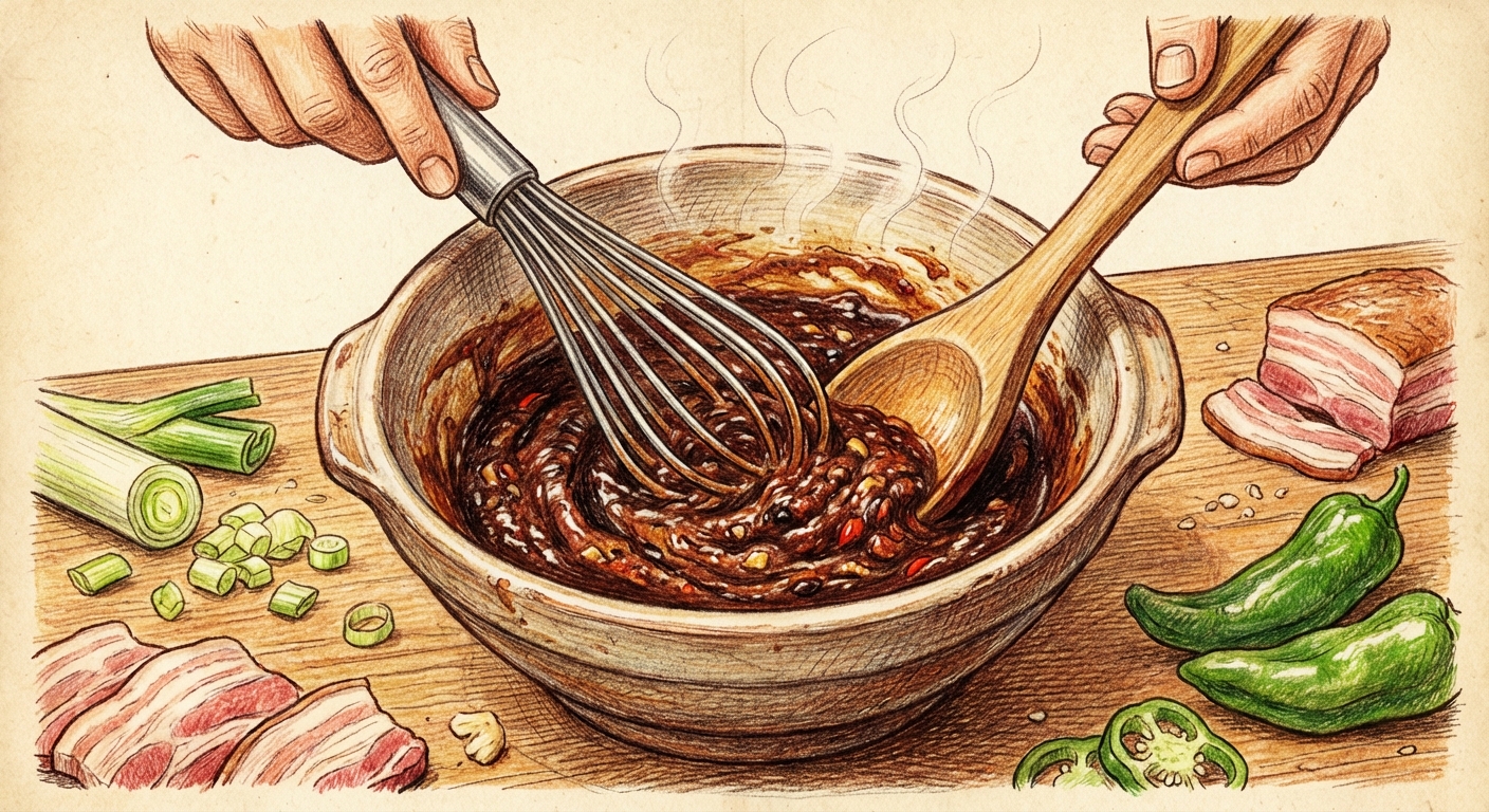 特製タレを混ぜる