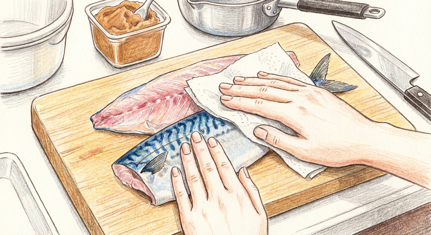 サバの準備をする