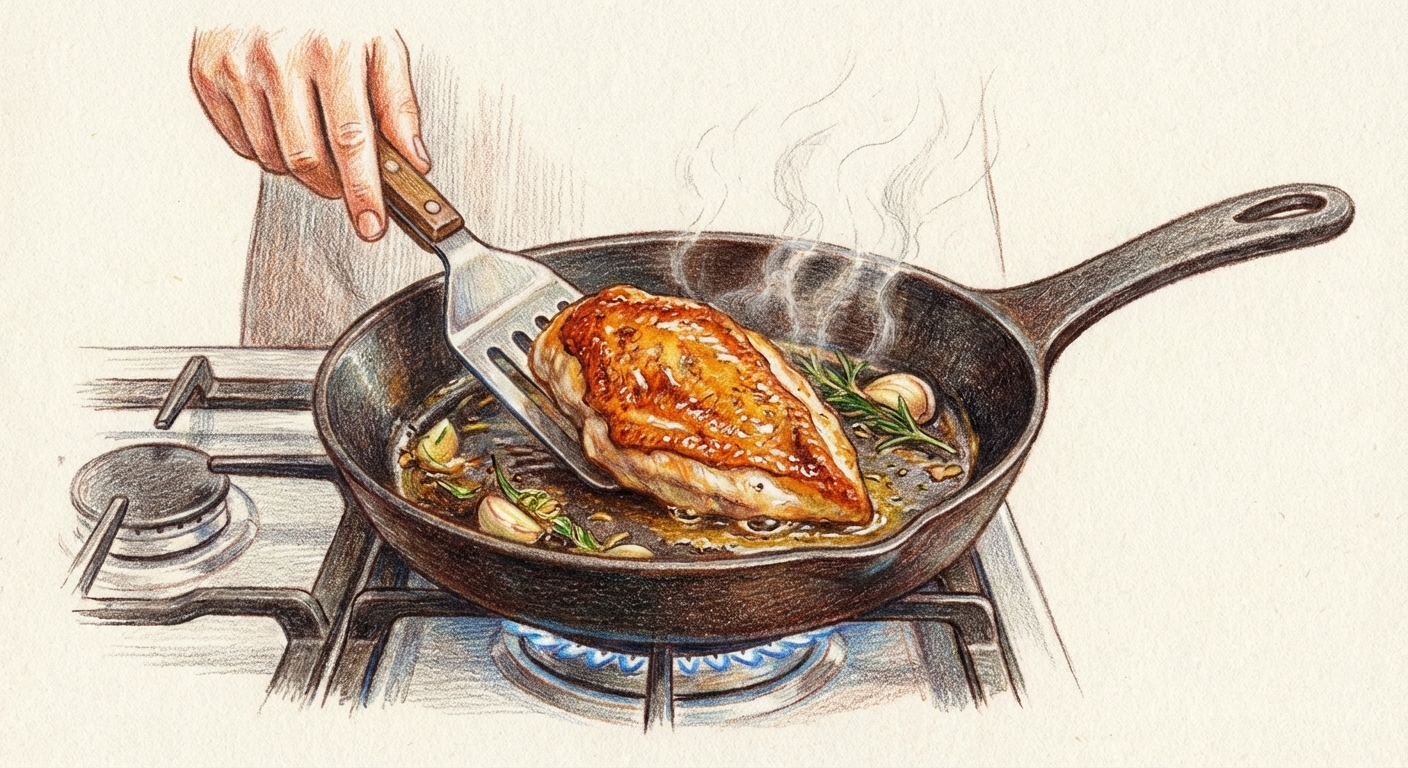 裏返して火を通す