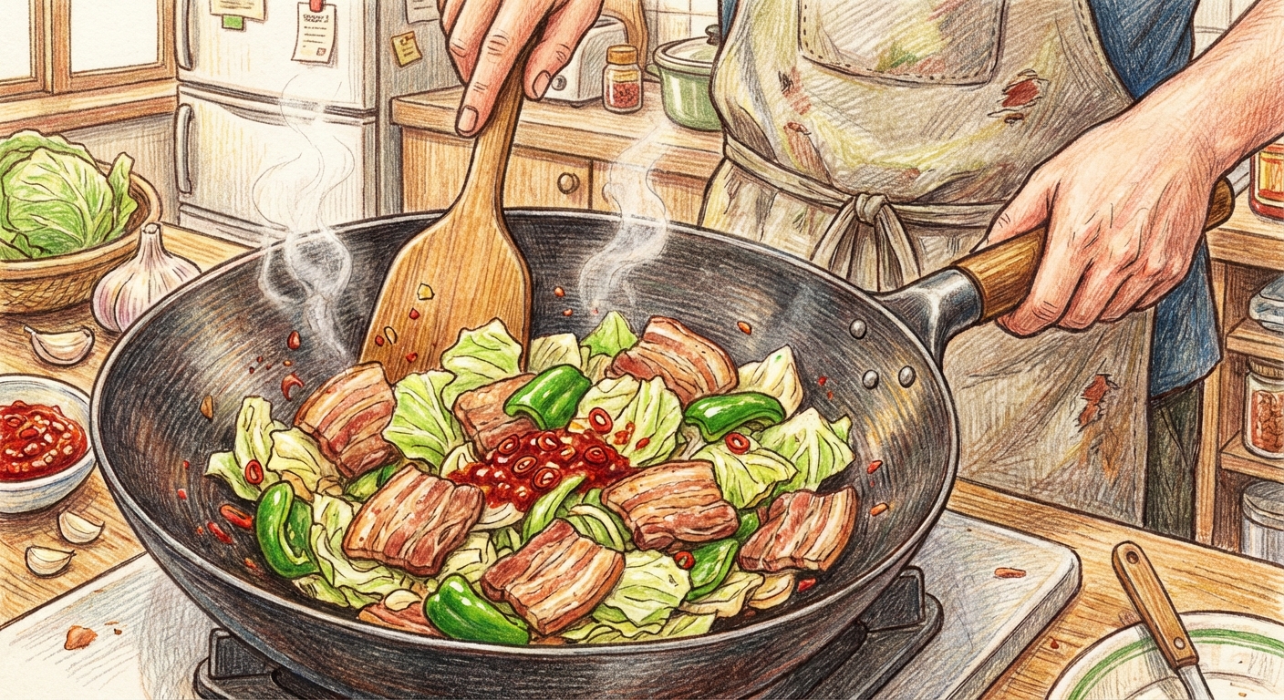 野菜を加えて蒸し焼きにする