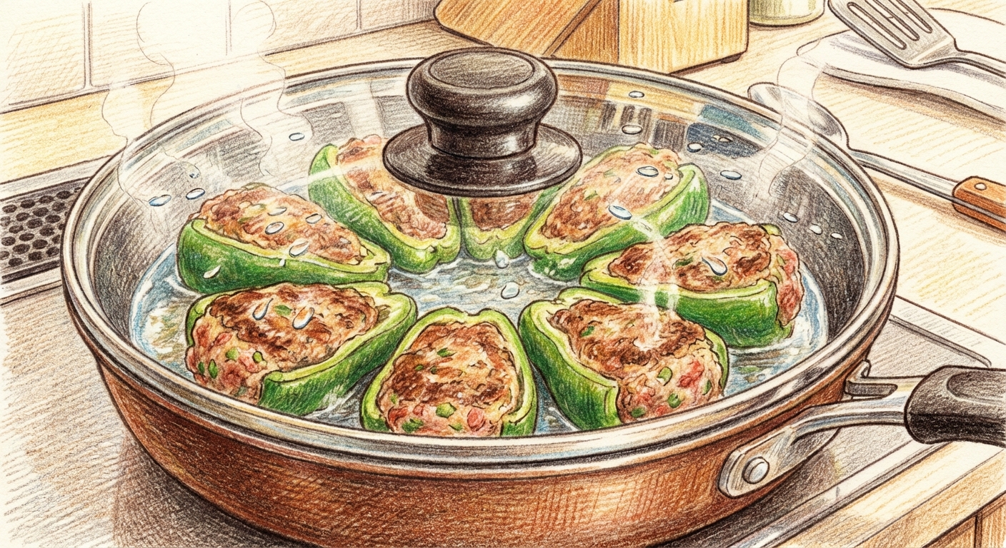 裏返して蒸し焼きにする