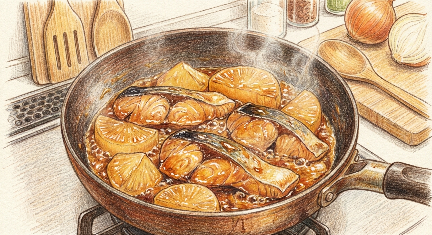 煮詰めて照りを出す