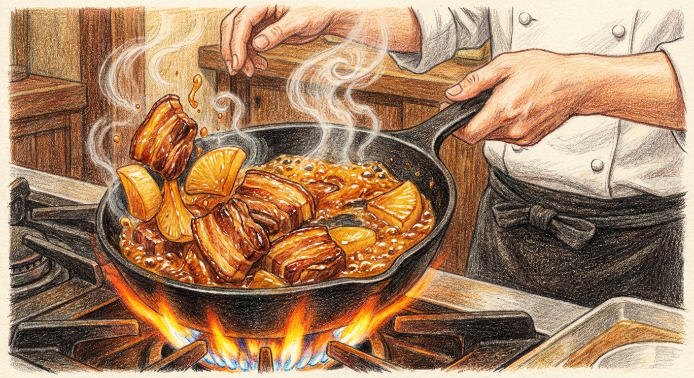 煮詰めて照りを出す