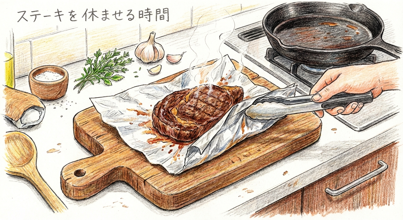 アルミホイルで休ませる