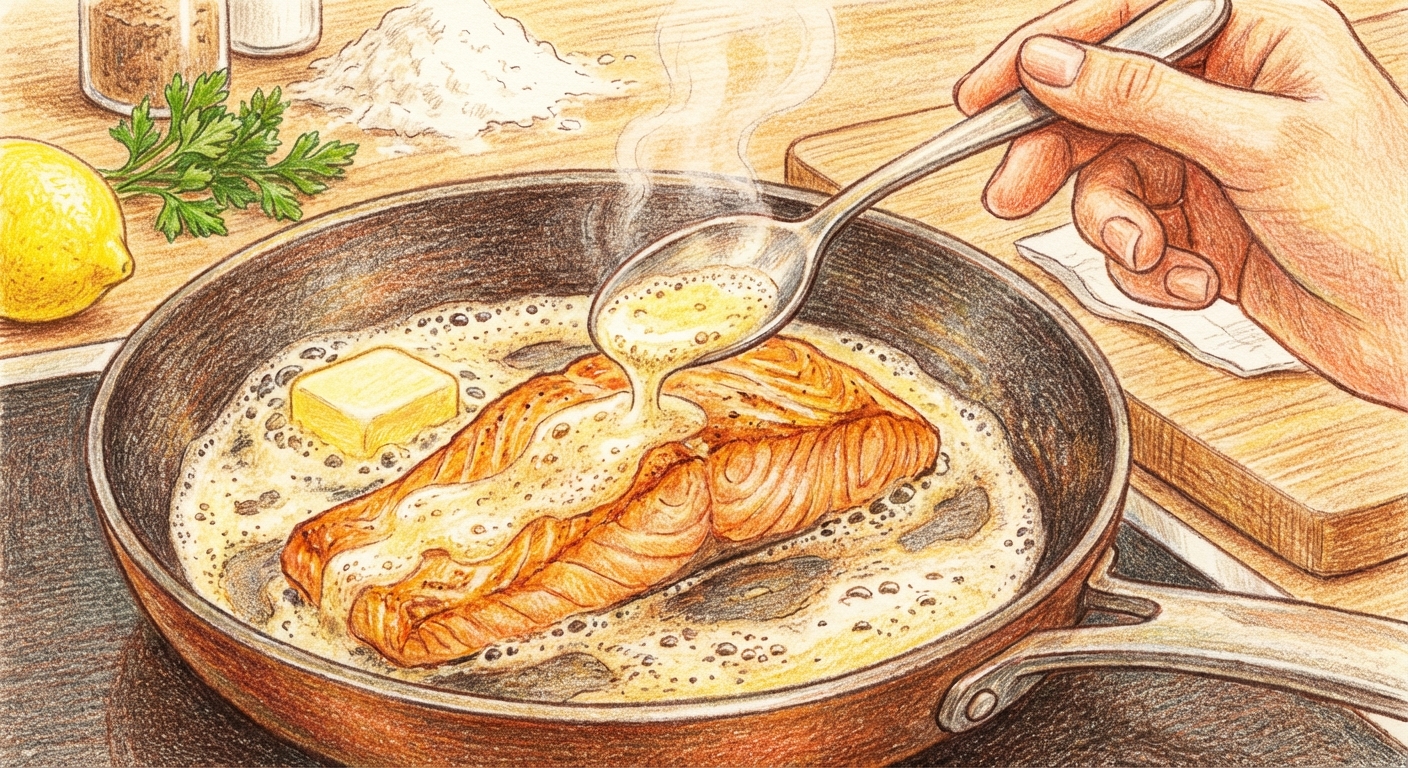 ソースを絡める