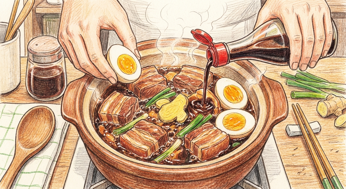 味付けをして煮る