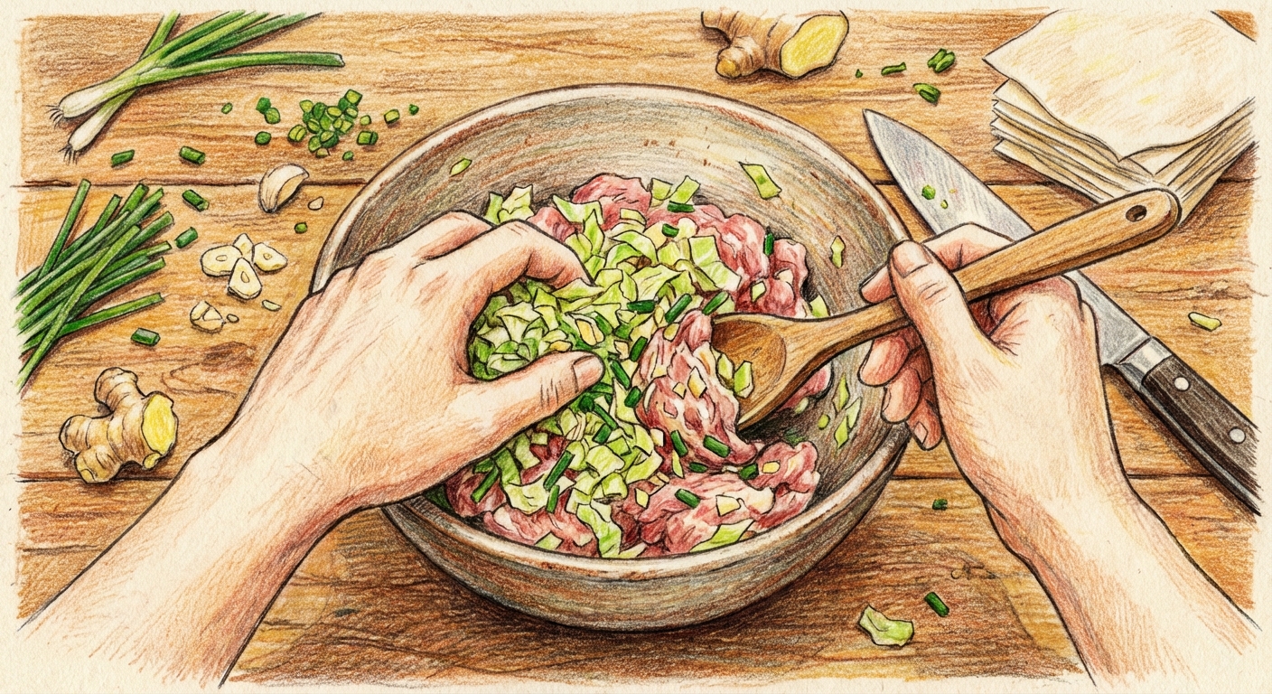 具材を混ぜ合わせる