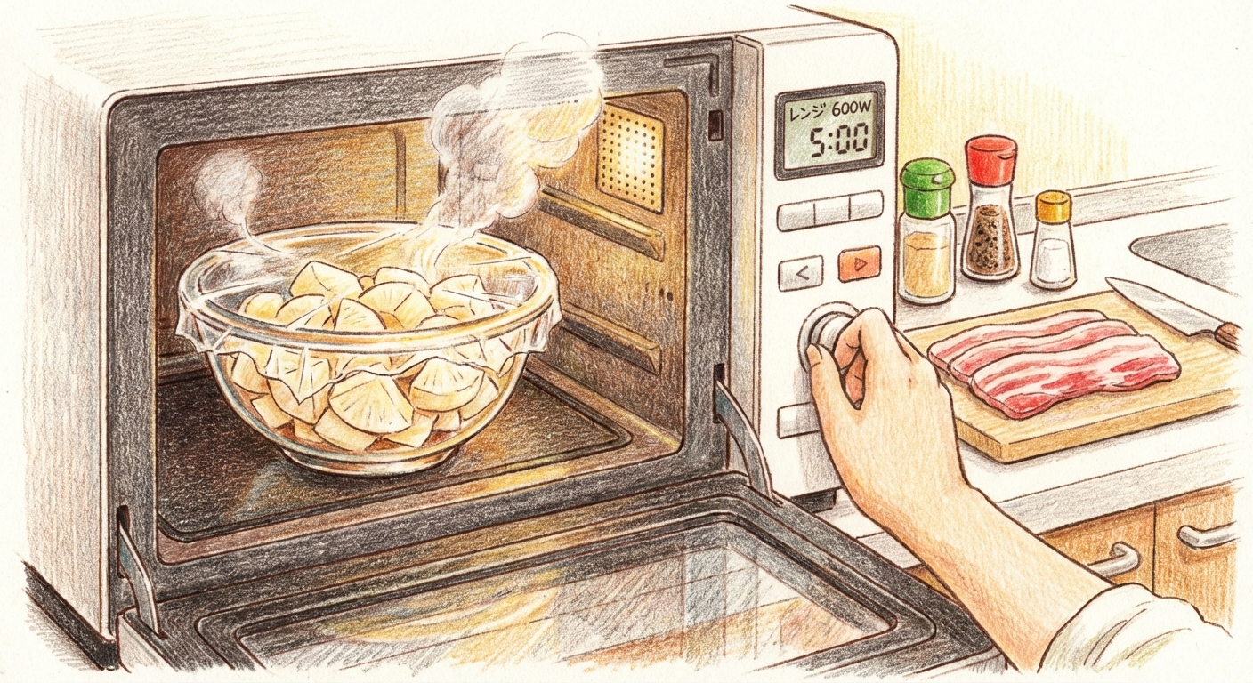 大根をレンジで加熱する