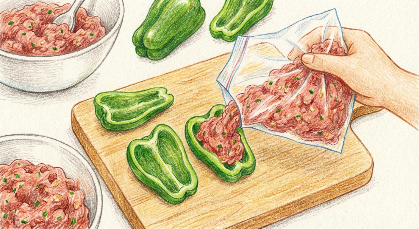 ピーマンに肉を詰める