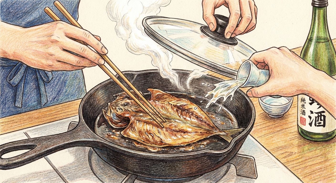 裏返して酒蒸しにする