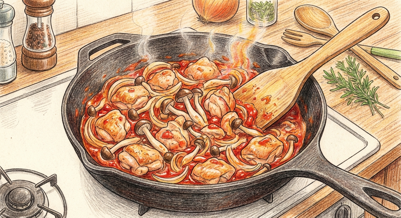 野菜を炒め合わせる