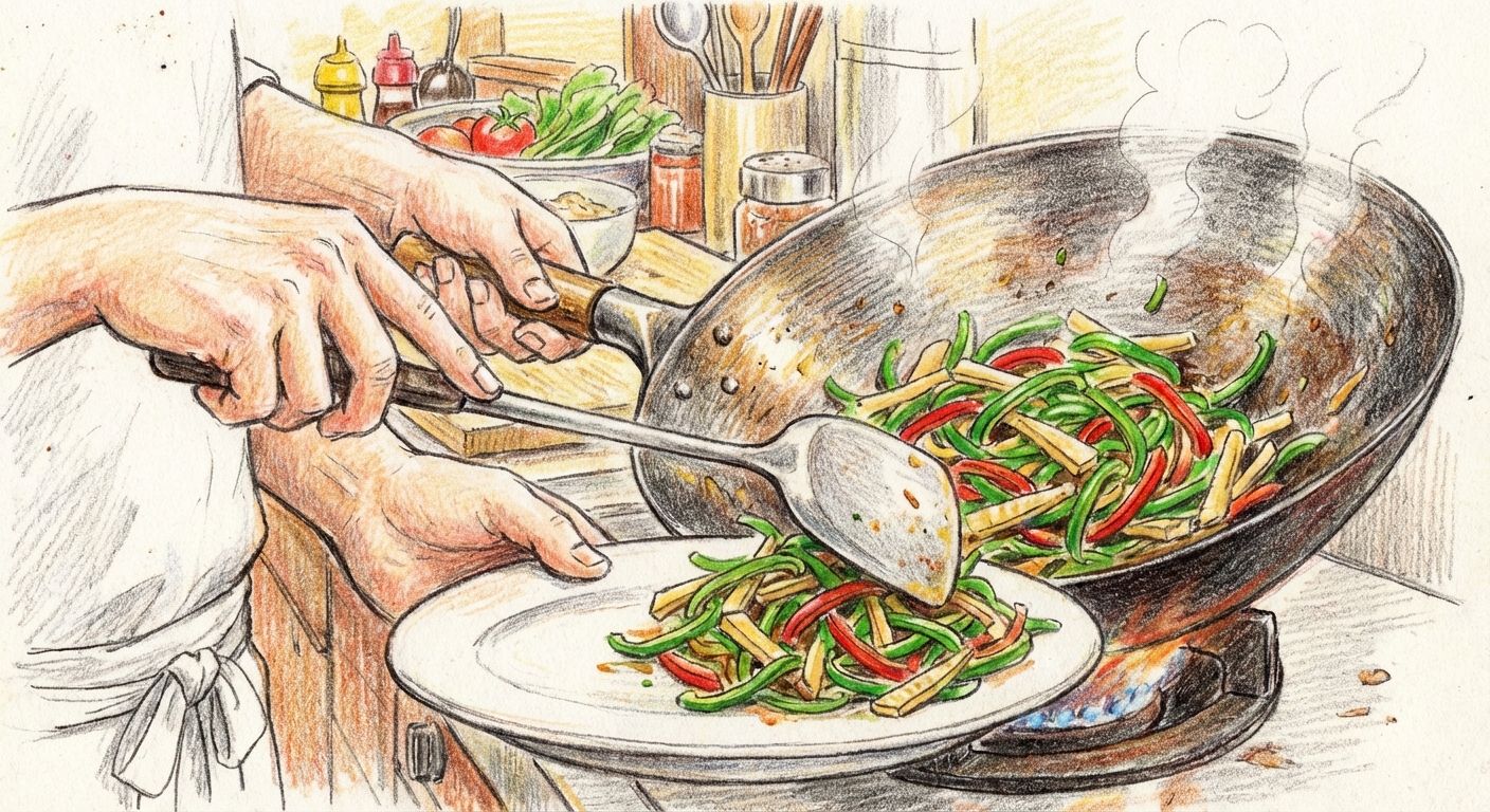 野菜をサッと炒めて取り出す