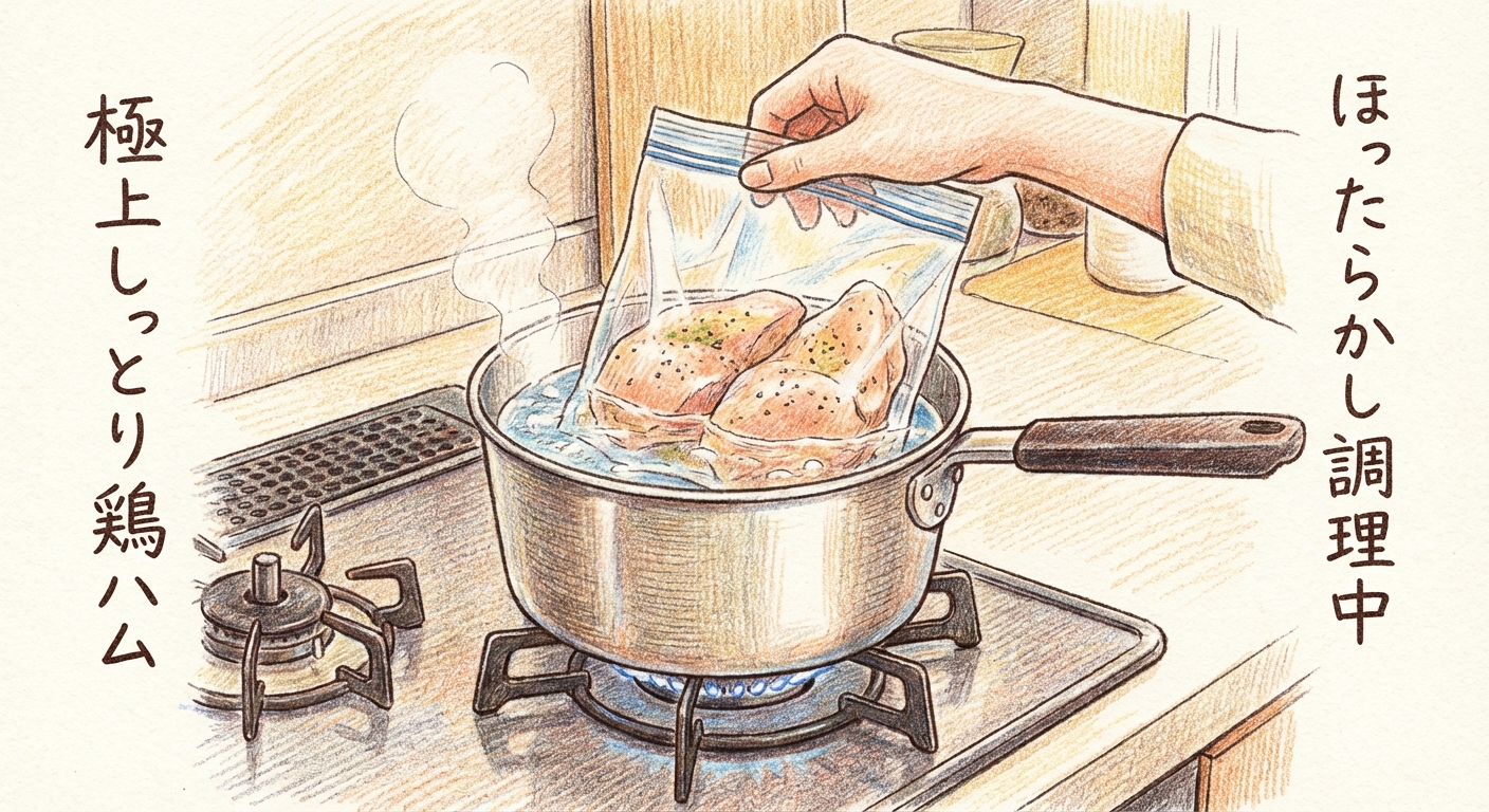 お湯に入れて放置する