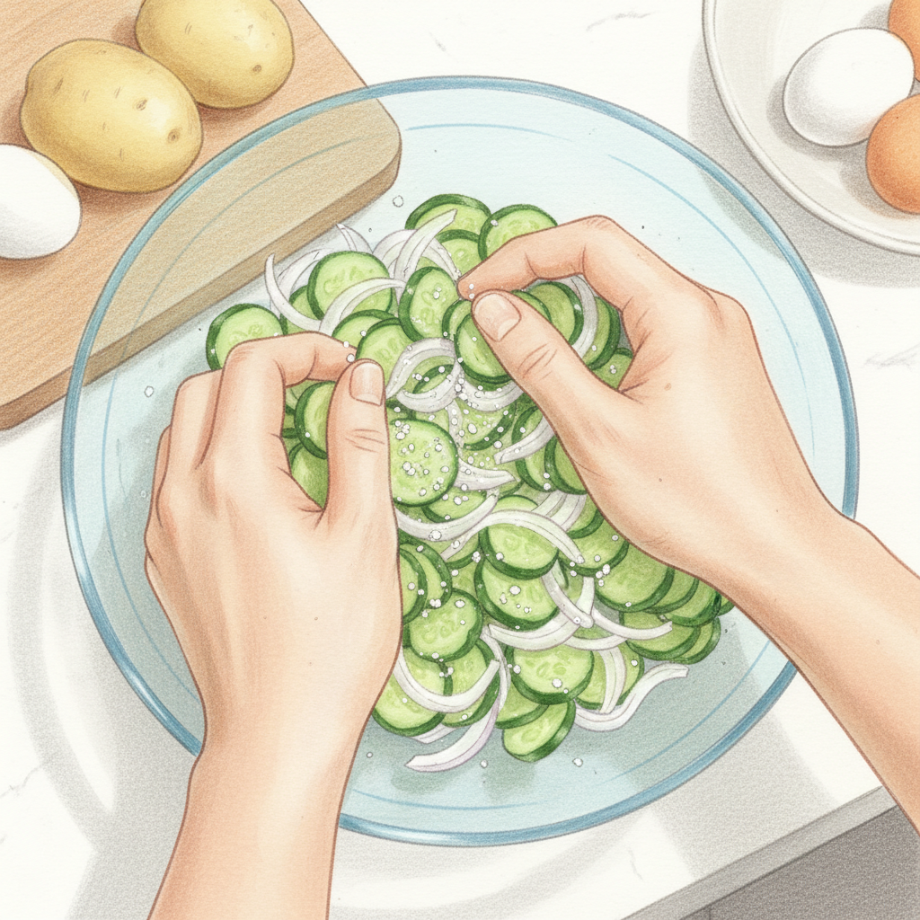 野菜の下準備をする