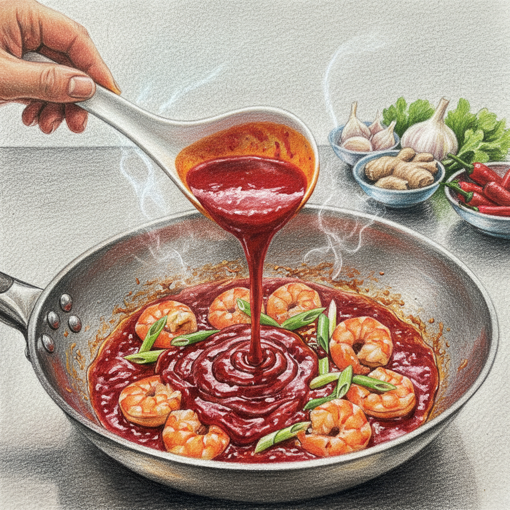 タレを絡めて仕上げる