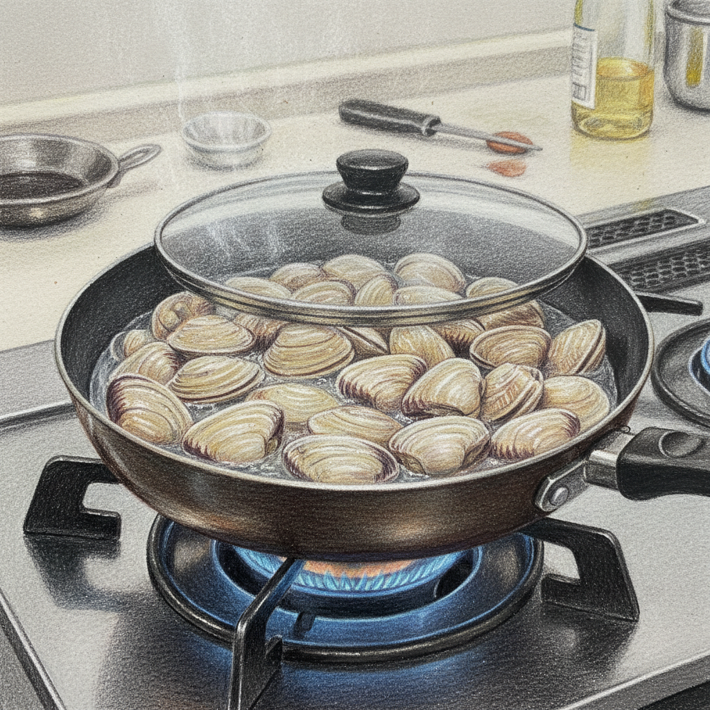 フライパンで蒸す