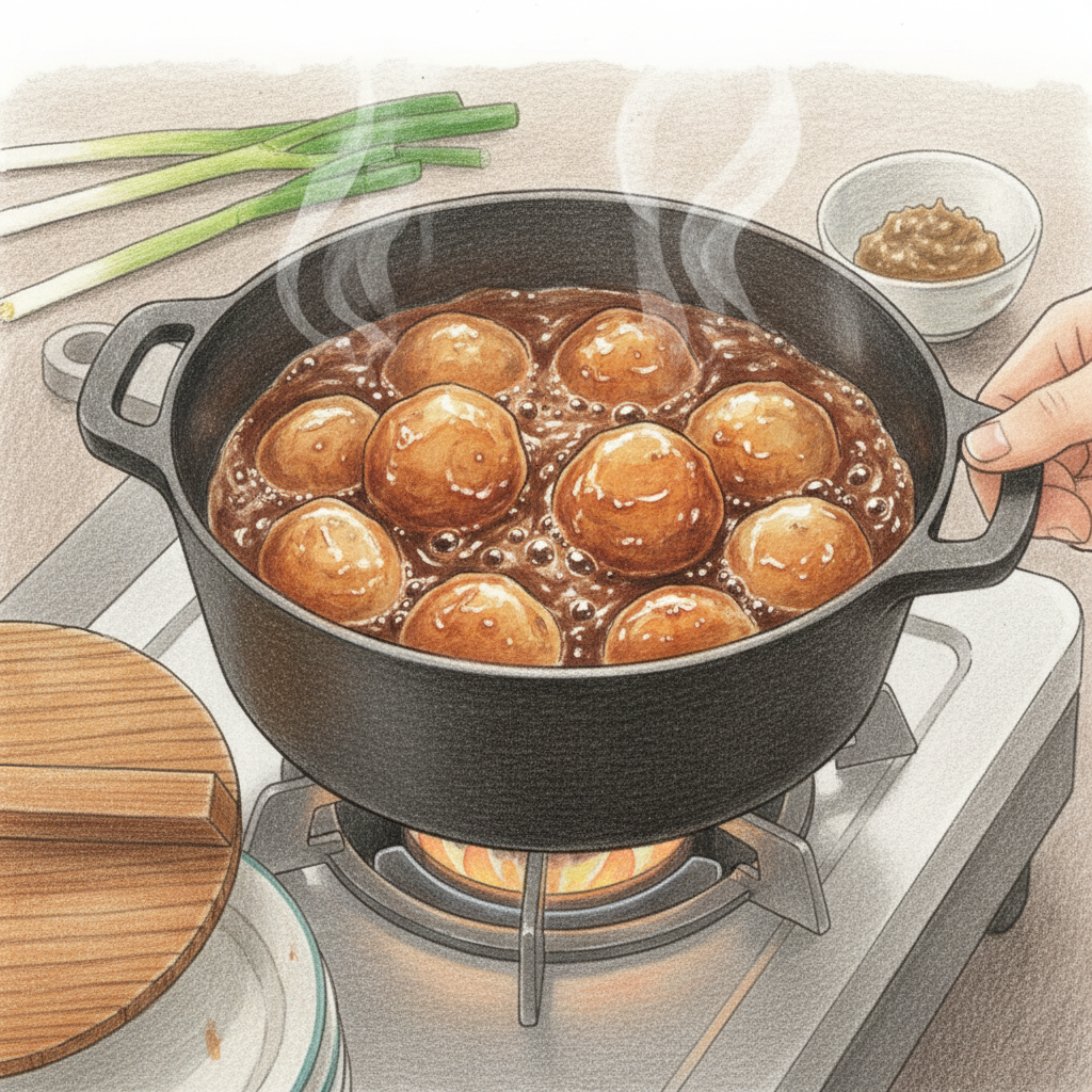 煮汁を煮詰める