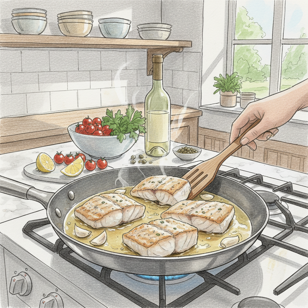 香りを出し魚を焼く